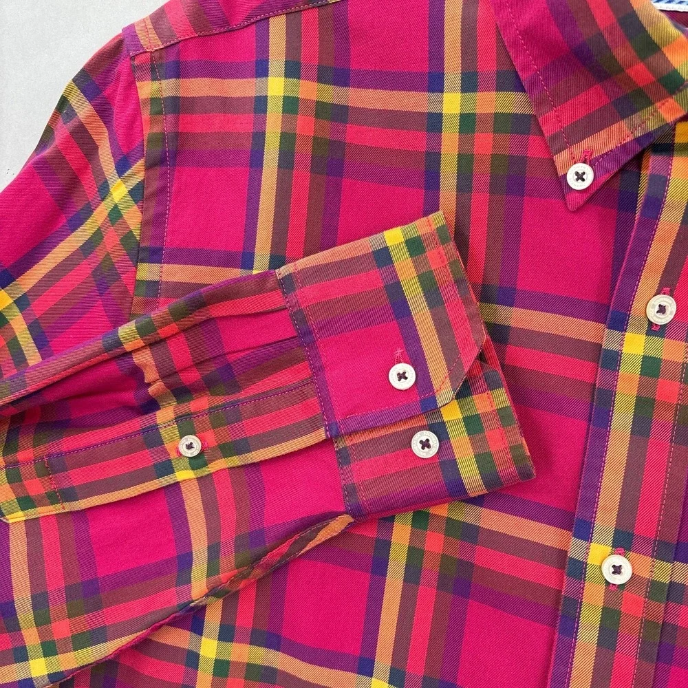 Southern Tide Shirt Mens Medium Red Plaid Button Down Soft Twill Classic‎ Preppy